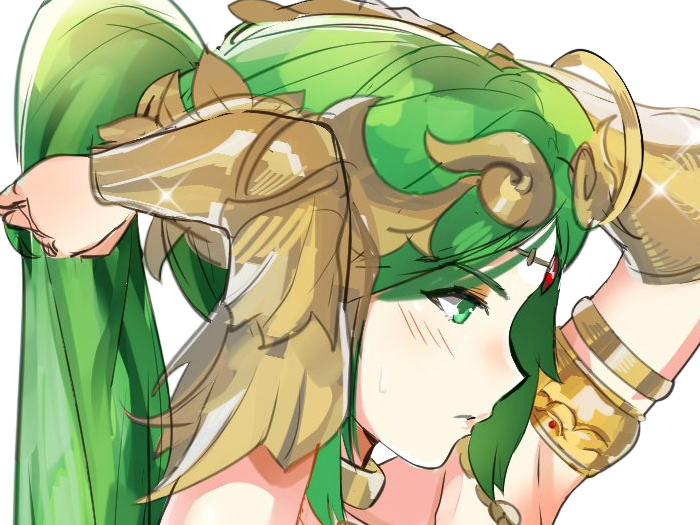 palutena kid icarus nintendo jeu video anime deesse royaume cieux kikoojap waifu cheveuxverts yeuxverts