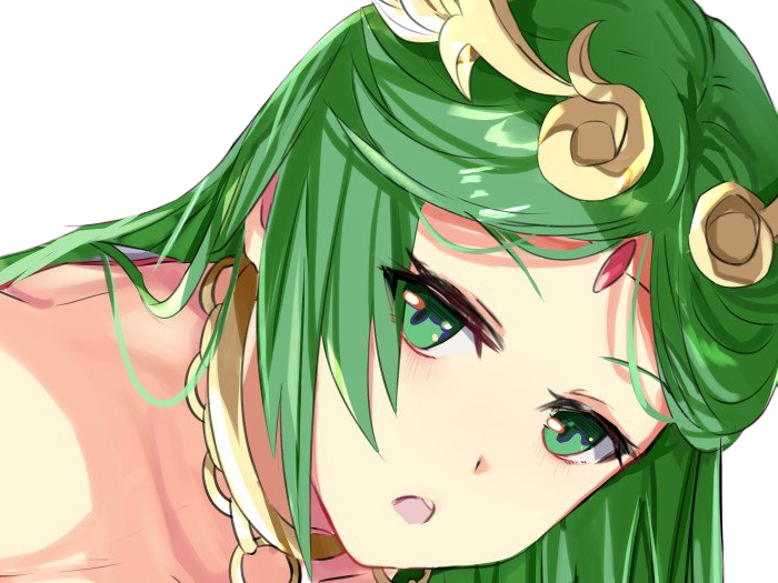 palutena kid icarus nintendo jeu video anime deesse royaume cieux kikoojap waifu cheveuxverts yeuxverts