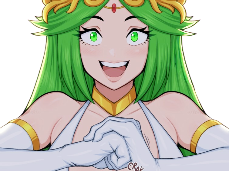 palutena kid icarus nintendo jeu video anime deesse royaume cieux kikoojap waifu cheveuxverts yeuxverts