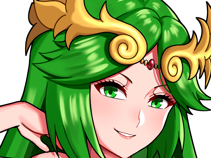 palutena kid icarus nintendo jeu video anime deesse royaume cieux kikoojap waifu cheveuxverts yeuxverts