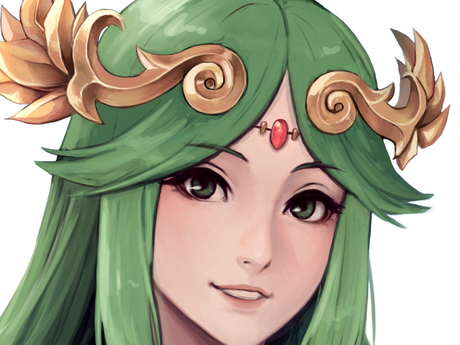 palutena kid icarus nintendo jeu video anime deesse royaume cieux kikoojap waifu cheveuxverts yeuxverts
