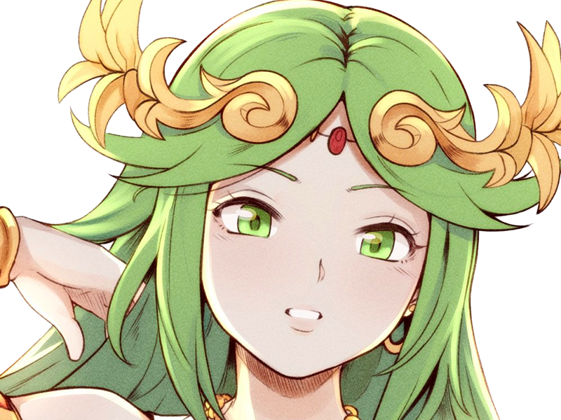 palutena kid icarus nintendo jeu video anime deesse royaume cieux kikoojap waifu cheveuxverts yeuxverts