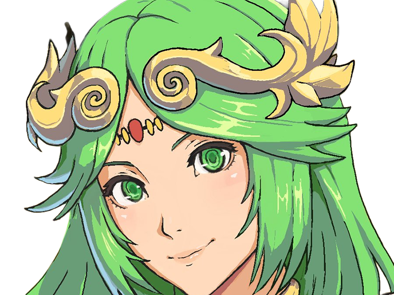 palutena kid icarus nintendo jeu video anime deesse royaume cieux kikoojap waifu cheveuxverts yeuxverts