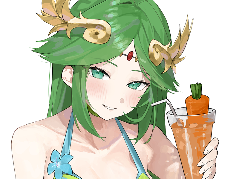 palutena kid icarus nintendo jeu video anime deesse royaume cieux kikoojap waifu cheveuxverts yeuxverts
