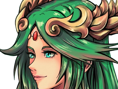 palutena kid icarus nintendo jeu video anime deesse royaume cieux kikoojap waifu cheveuxverts yeuxverts