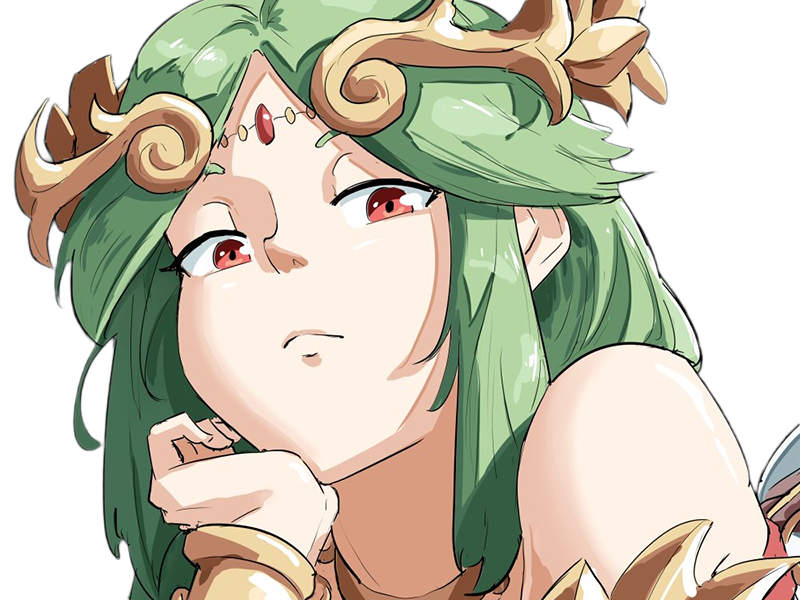 palutena kid icarus nintendo jeu video anime deesse royaume cieux kikoojap waifu cheveuxverts yeuxverts
