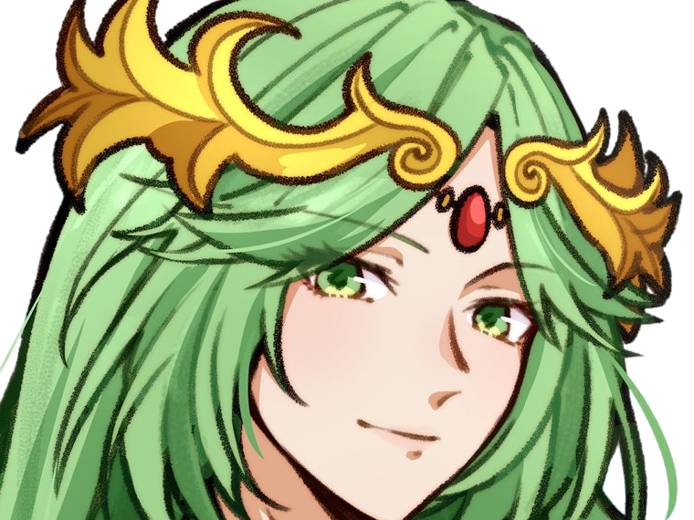 palutena kid icarus nintendo jeu video anime deesse royaume cieux kikoojap waifu cheveuxverts yeuxverts