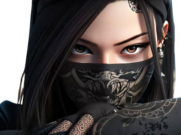 ninja fille girl assassin masque dark ombre regard