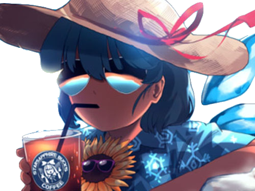 lunette chapeau paille touhou chaud chemise boire boisson kikoojap ete cirno soleil