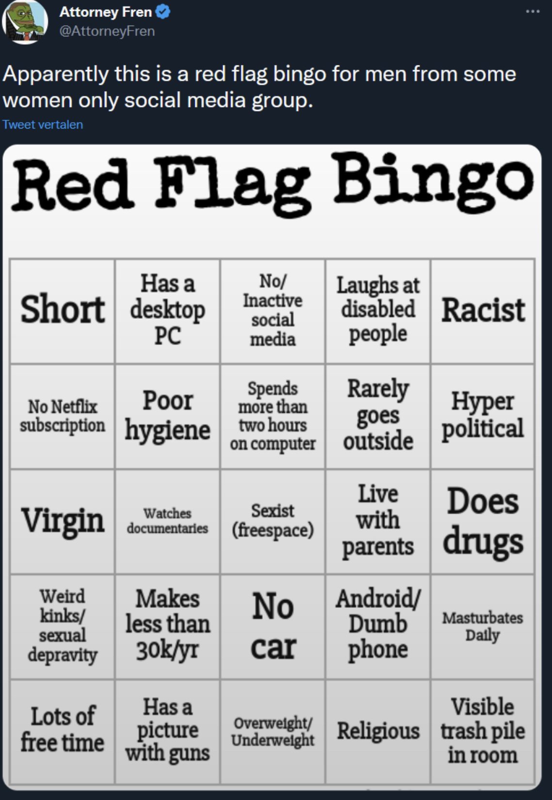 red flag bingo taille petit moche raciste voiture geek celestin ordinateur pc netflix