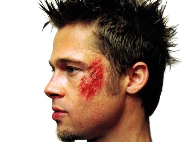 tyler durden fightclub film 1999 americain thriller brad pitt homme acteur cheveuxblonds yeuxbleus trentenaire trentaine