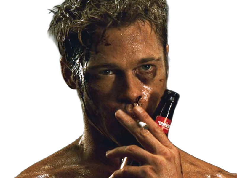 tyler durden fightclub film 1999 americain thriller brad pitt homme acteur cheveuxblonds yeuxbleus trentenaire trentaine