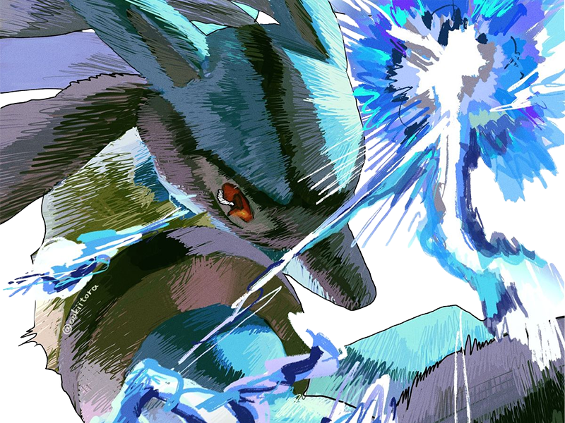 Sticker lucario pokemon pkm jeu anime type combat acier 4g sinnoh aura emanation par Dark-63