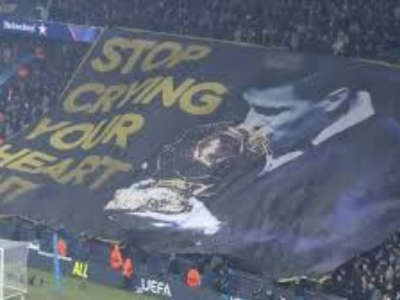 tifo tifosi banderole manchester city real madrid vinicius rodri bo ballon dor
