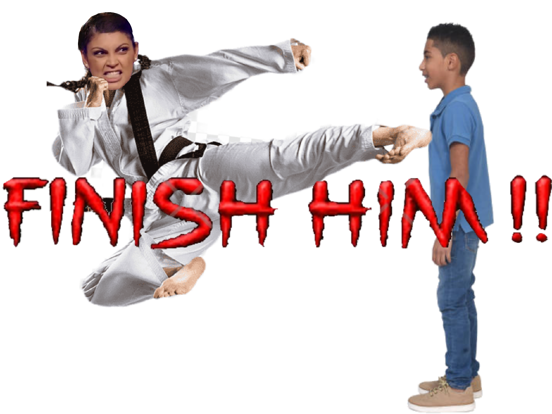 nawell madani coup de pied kick front saute thorax enfant finish him taree