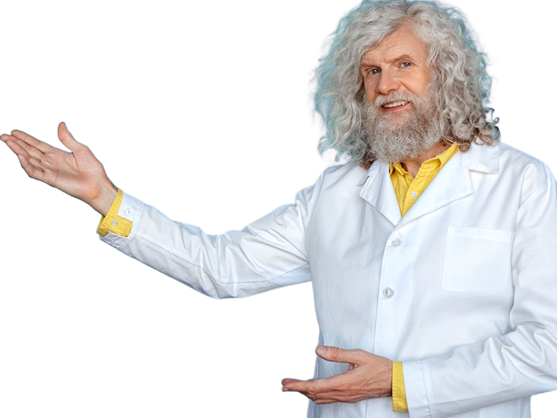 savant scientifique medecin inventeur professeur prof fou blouse homme vieux age sansnom librededroit cheveuxgris yeuxbleus