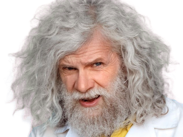 savant scientifique medecin inventeur professeur prof fou blouse homme vieux age sansnom librededroit cheveuxgris yeuxbleus