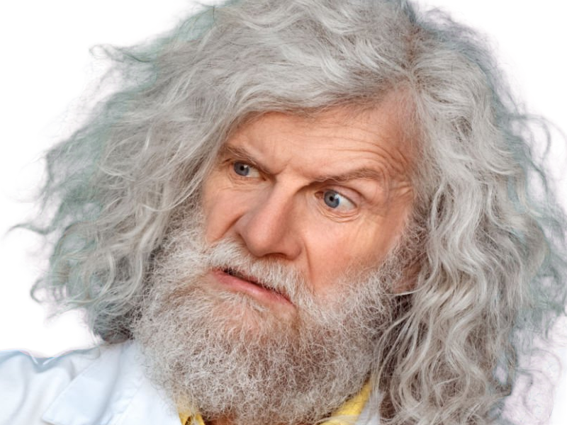 savant scientifique medecin inventeur professeur prof fou blouse homme vieux age sansnom librededroit cheveuxgris yeuxbleus