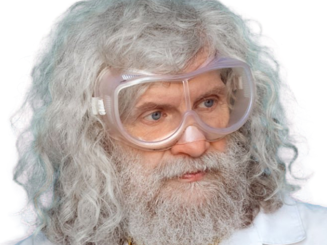 savant scientifique medecin inventeur professeur prof fou blouse homme vieux age sansnom librededroit cheveuxgris yeuxbleus