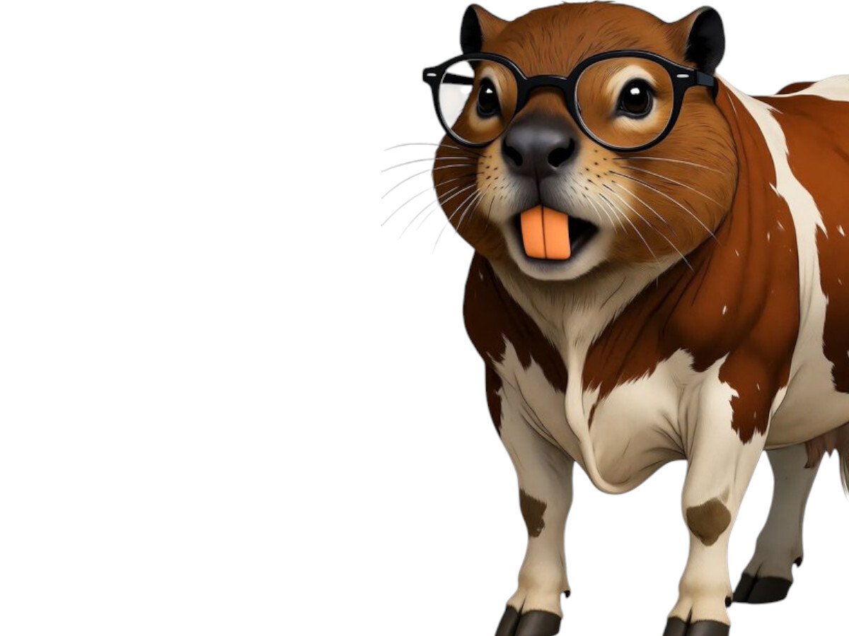 tete castor corps vache dents lunettes fusion hybride