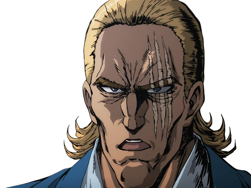 king heros one punch man opm balafre geek otaku cheveuxblonds yeuxbleus manga anime classe s