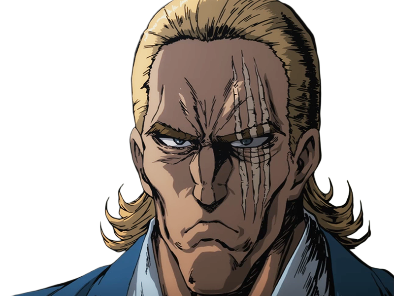 king heros one punch man opm balafre geek otaku cheveuxblonds yeuxbleus manga anime classe s