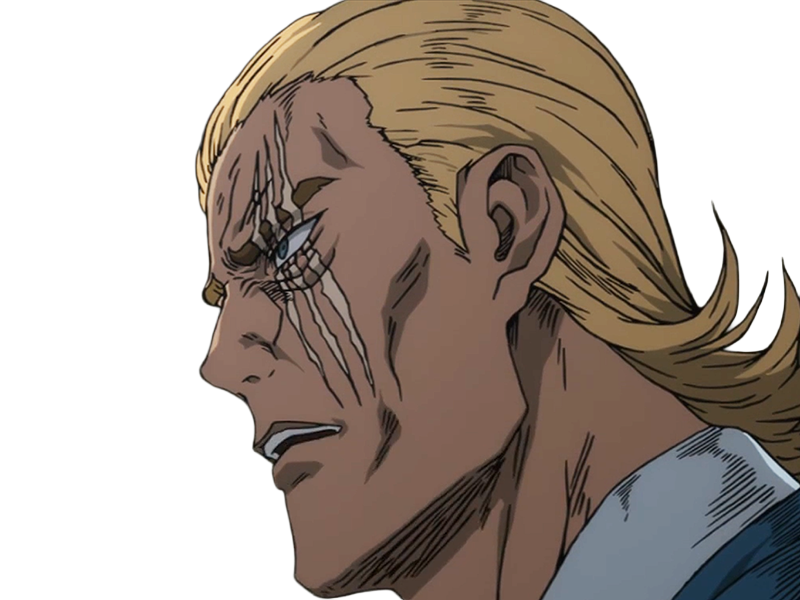 king heros one punch man opm balafre geek otaku cheveuxblonds yeuxbleus manga anime classe s