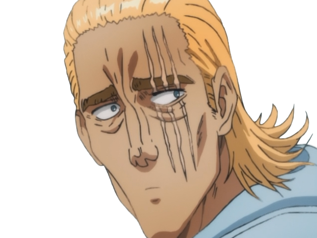 king heros one punch man opm balafre geek otaku cheveuxblonds yeuxbleus manga anime classe s