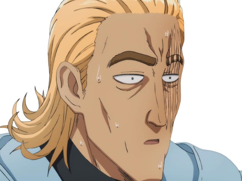 king heros one punch man opm balafre geek otaku cheveuxblonds yeuxbleus manga anime classe s