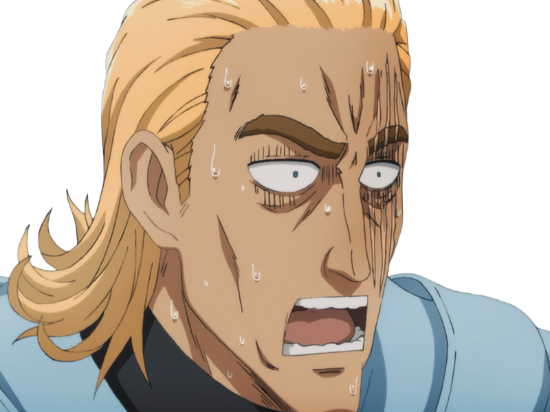 king heros one punch man opm balafre geek otaku cheveuxblonds yeuxbleus manga anime classe s