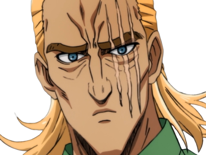 king heros one punch man opm balafre geek otaku cheveuxblonds yeuxbleus manga anime classe s