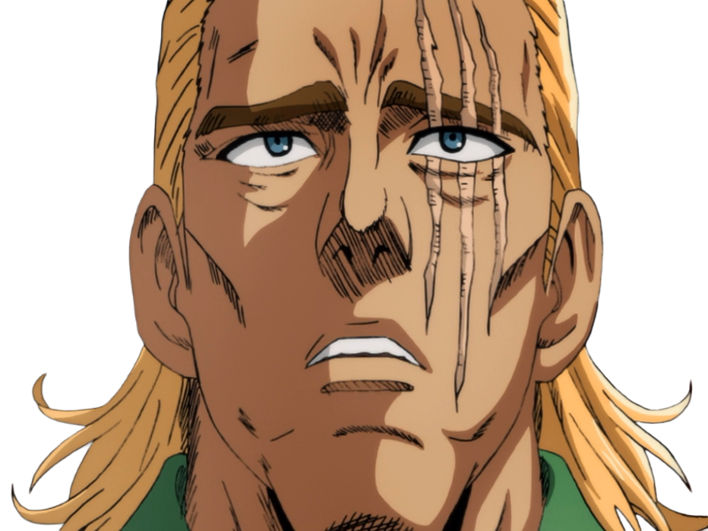 Sticker king heros one punch man opm balafre geek otaku cheveuxblonds yeuxbleus manga anime classe s par Dark-63