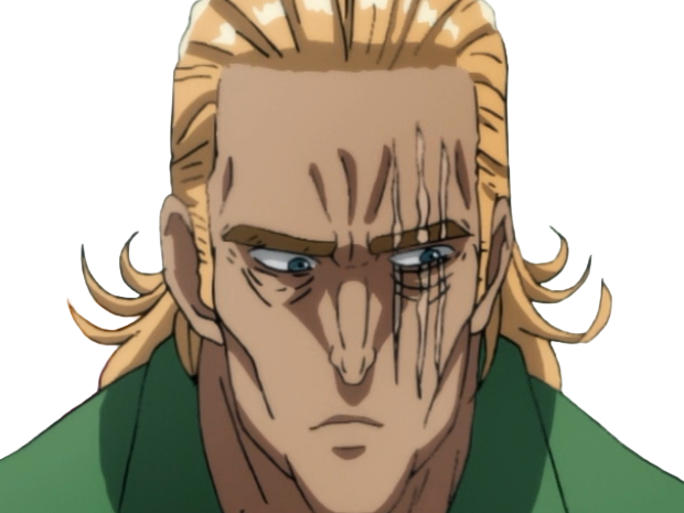 Sticker king heros one punch man opm balafre geek otaku cheveuxblonds yeuxbleus manga anime classe s par Dark-63