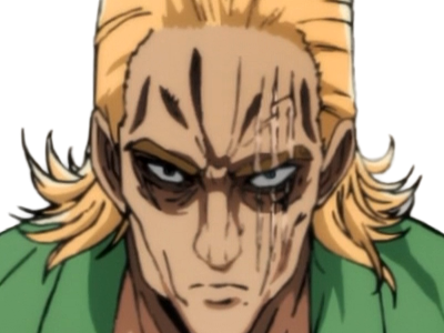 king heros one punch man opm balafre geek otaku cheveuxblonds yeuxbleus manga anime classe s