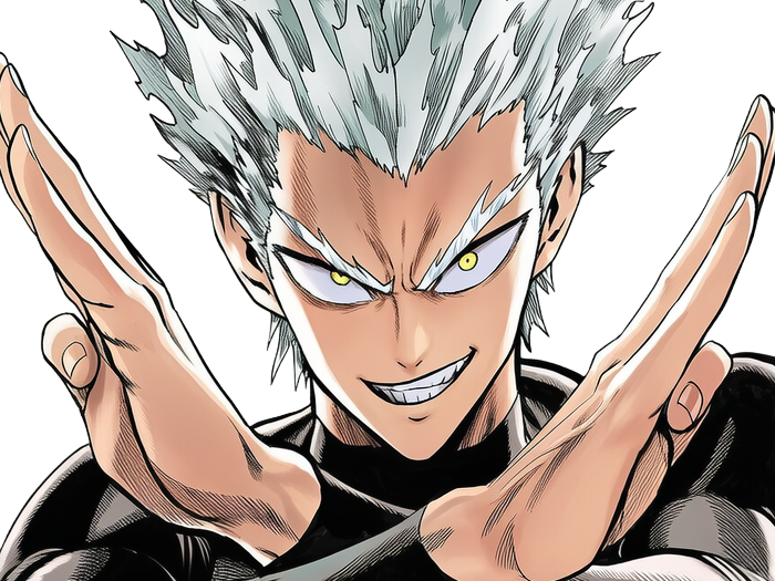garoh garou garo monstre humain one punch man opm anime manga art martiaux cheveux-blancs yeux-jaunes