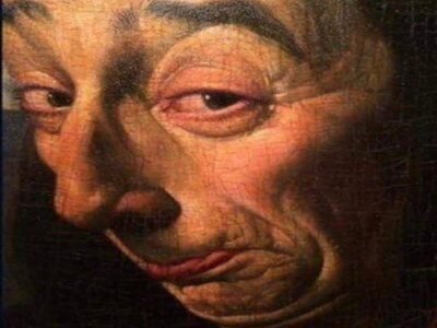 peinture portrait sourire narquois troll moqueur sarcasme ironique absurde drole sous-entendu sous entendu implicite
