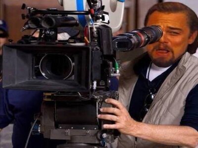 cameraman camera leonardo dicaprio di caprio rire moqueur