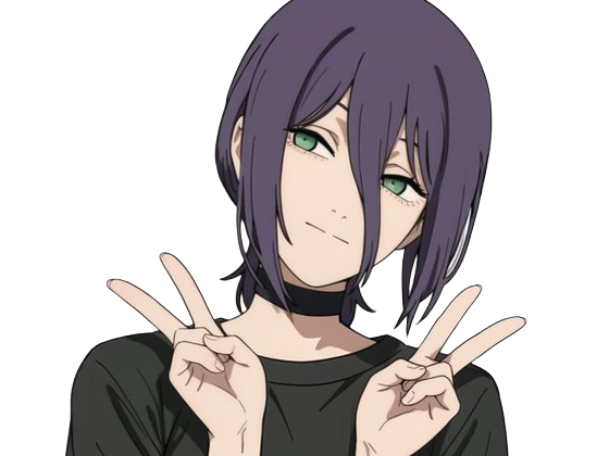 reze lady hybride femme manga anime chainsaw man chainsawman yeux-verts cheveux-violets