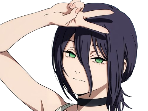 reze lady hybride femme manga anime chainsaw man chainsawman yeux-verts cheveux-violets