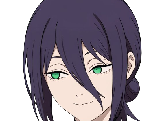 reze lady hybride femme manga anime chainsaw man chainsawman yeux-verts cheveux-violets