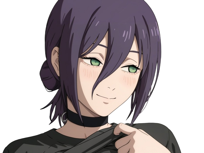 reze lady hybride femme manga anime chainsaw man chainsawman yeux-verts cheveux-violets