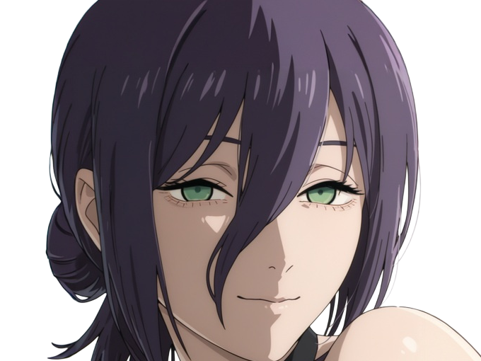 reze lady hybride femme manga anime chainsaw man chainsawman yeux-verts cheveux-violets