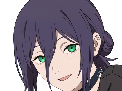 reze lady hybride femme manga anime chainsaw man chainsawman yeux-verts cheveux-violets