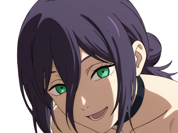 reze lady hybride femme manga anime chainsaw man chainsawman yeux-verts cheveux-violets