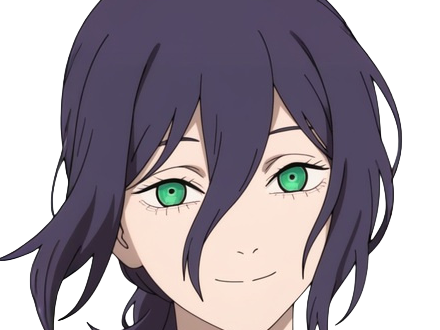 reze lady hybride femme manga anime chainsaw man chainsawman yeux-verts cheveux-violets