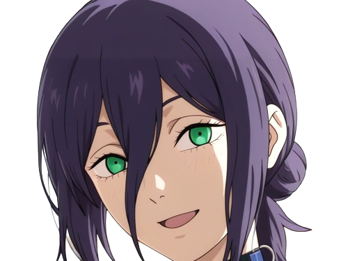 reze lady hybride femme manga anime chainsaw man chainsawman yeux-verts cheveux-violets