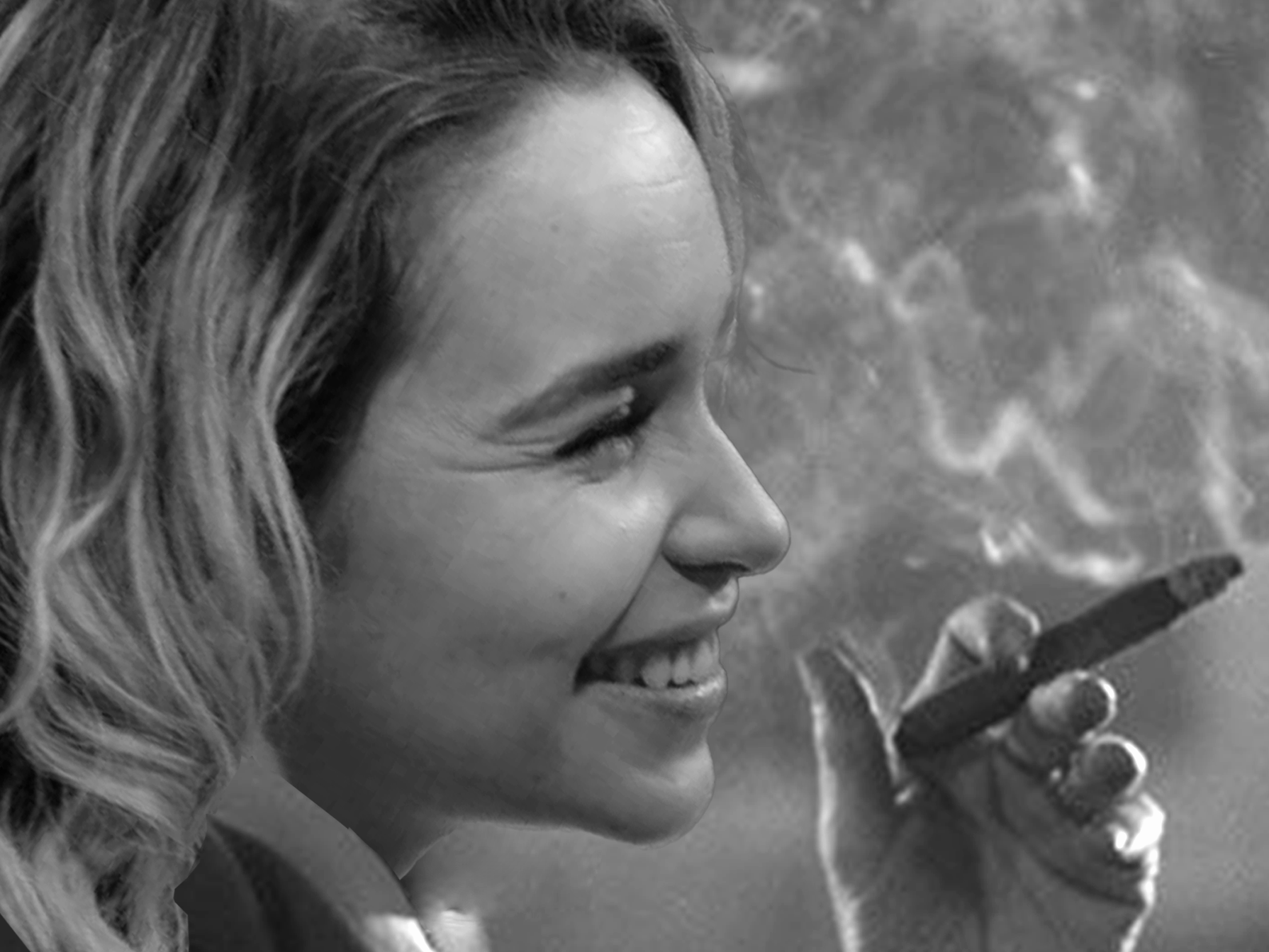 emilia clarke dany noir et blanc fume cigare chirac jacques actrice blonde isobel petite britannique