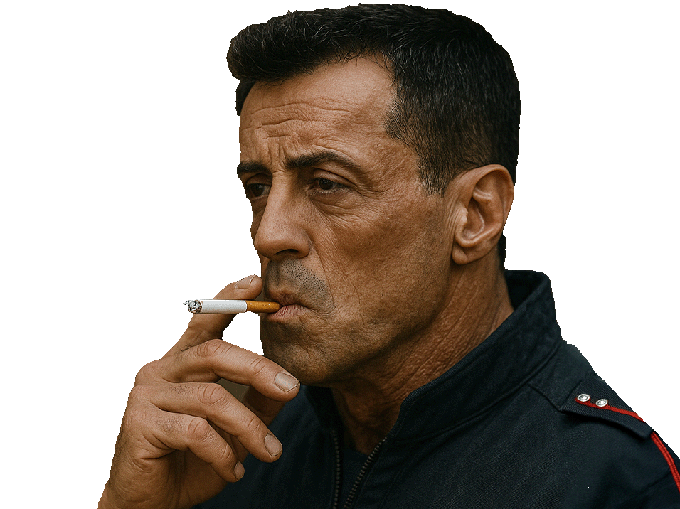 sergent spartan sylvester stallone clope fume cigarette