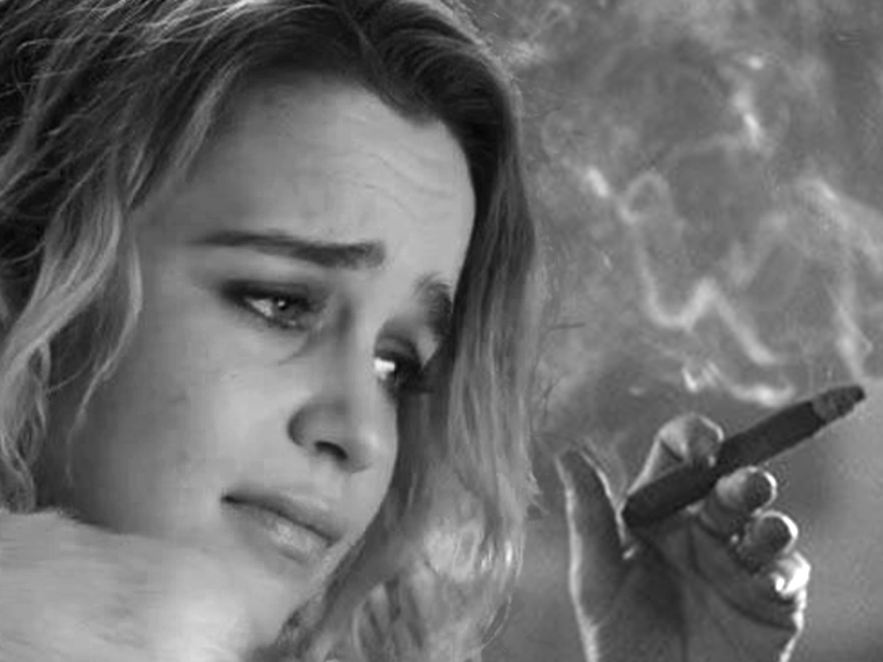 emilia clarke dany noir et blanc fume cigare chirac jacques actrice blonde isobel petite britannique