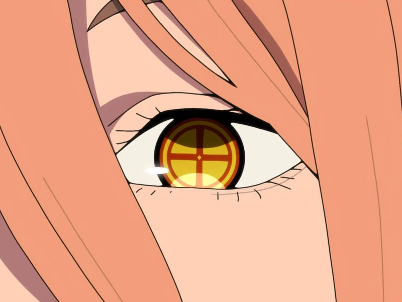 Sticker power chainsaw man anime manga demon diablesse blood devil hominidemone sang waifu femme excentrique cheveux blonds yeux jaunes cornes rouges par Dark-63